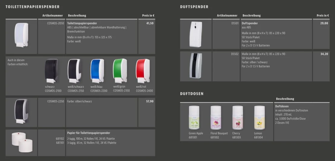 Produktkatalog schneider hygienesysteme Cosmos-Serie